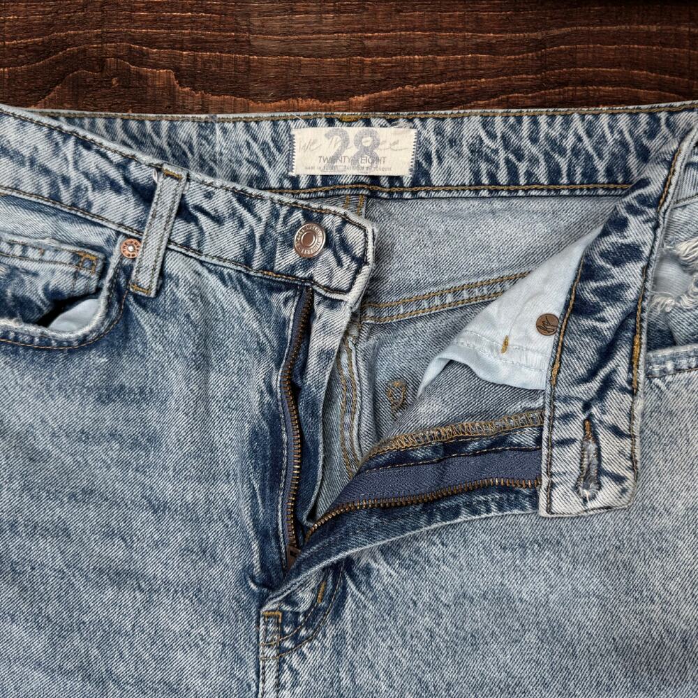 Free People My Own Lane High Rise Distressed Straight Leg Acid Wash Jeans 28 - Picture 4 of 14
